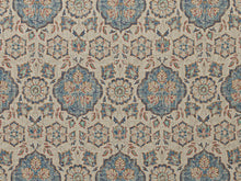 Load image into Gallery viewer, Grey Navy Blue Rusty Red Floral Moorish Medallion Upholstery Drapery Fabric