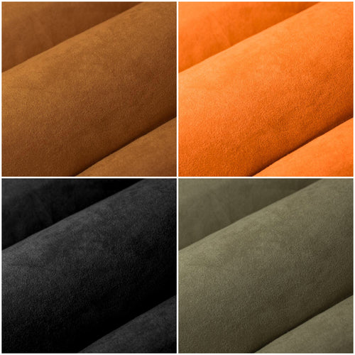 Caramel Orange Black Sage Faux Suede Drapery Fabric