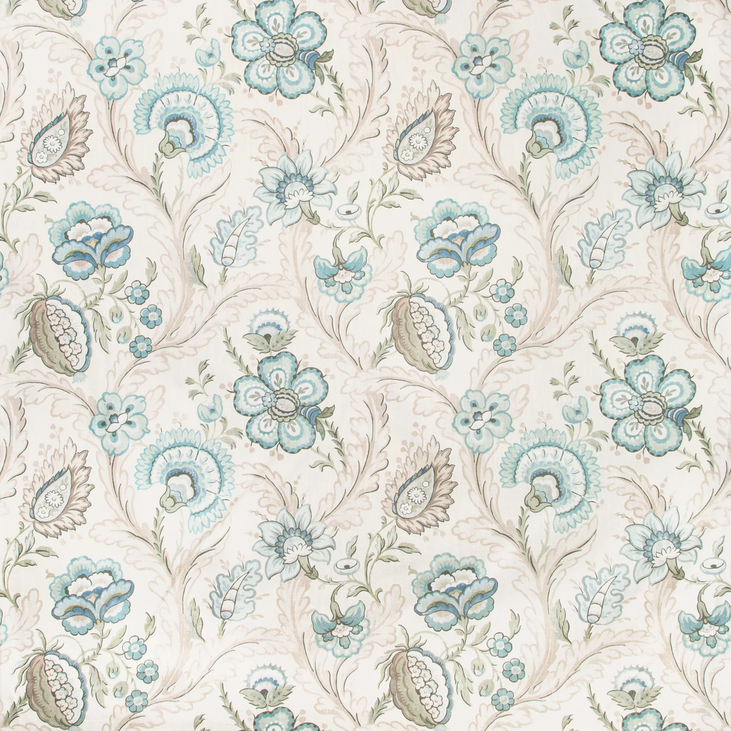 Lee Jofa Wimberly Print Fabric / Aqua/Sage