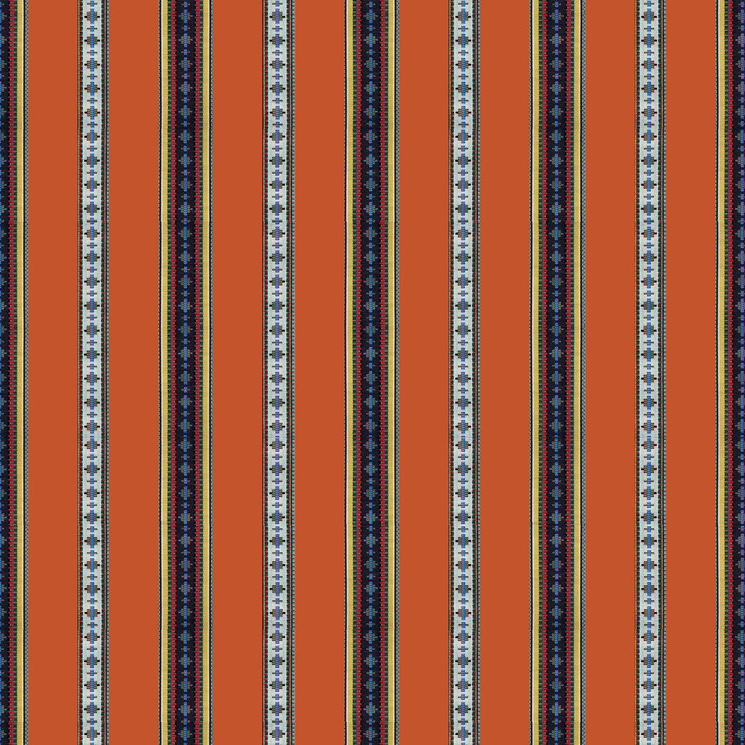 Brunschwig & Fils Rayure Broderie Fabric / Orange