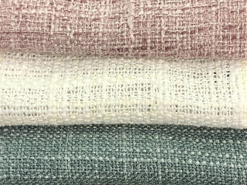 MCM Mid Century Modern Textured Tweed Mauve Ivory Steel Blue Drapery Fabric