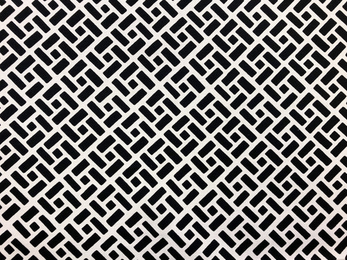 Quadrille China Seas Edo Black on Tint Linen Cotton Geometric Upholstery Fabric