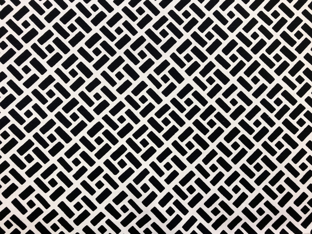 Quadrille China Seas Edo Black on Tint Linen Cotton Geometric Upholstery Fabric