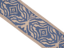 Load image into Gallery viewer, 2.5" Wide Linen Rayon French Blue Beige Embroidered Animal Pattern Drapery Tape Trim