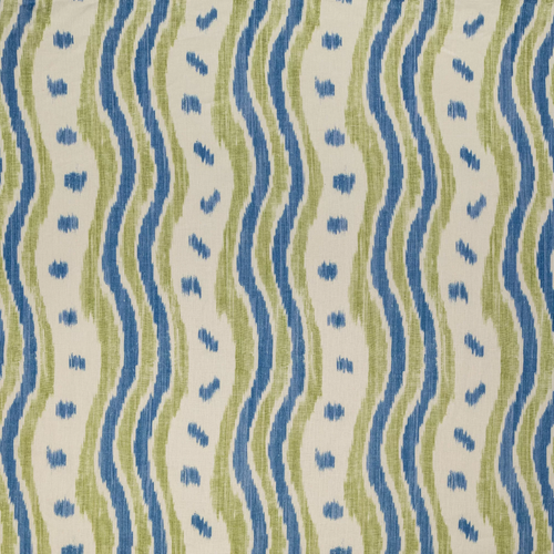 Lee Jofa Ikat Stripe Fabric / Blue/Lime