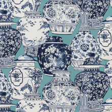 Load image into Gallery viewer, Lee Jofa Pandan Print Fabric / Aqua/Blue