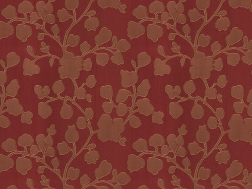 Rusty Red Botanical Floral Upholstery Drapery Fabric