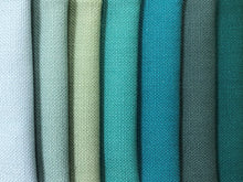Load image into Gallery viewer, Heavy Duty Water &amp; Stain Resistant Cotton Blue Green Teal Faux Linen Upholstery Drapery Fabric