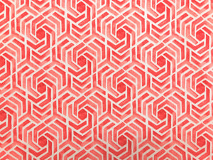 Raymond Waites for Mill Creek Coral Red White Geometric Abstract Cotton Drapery Fabric