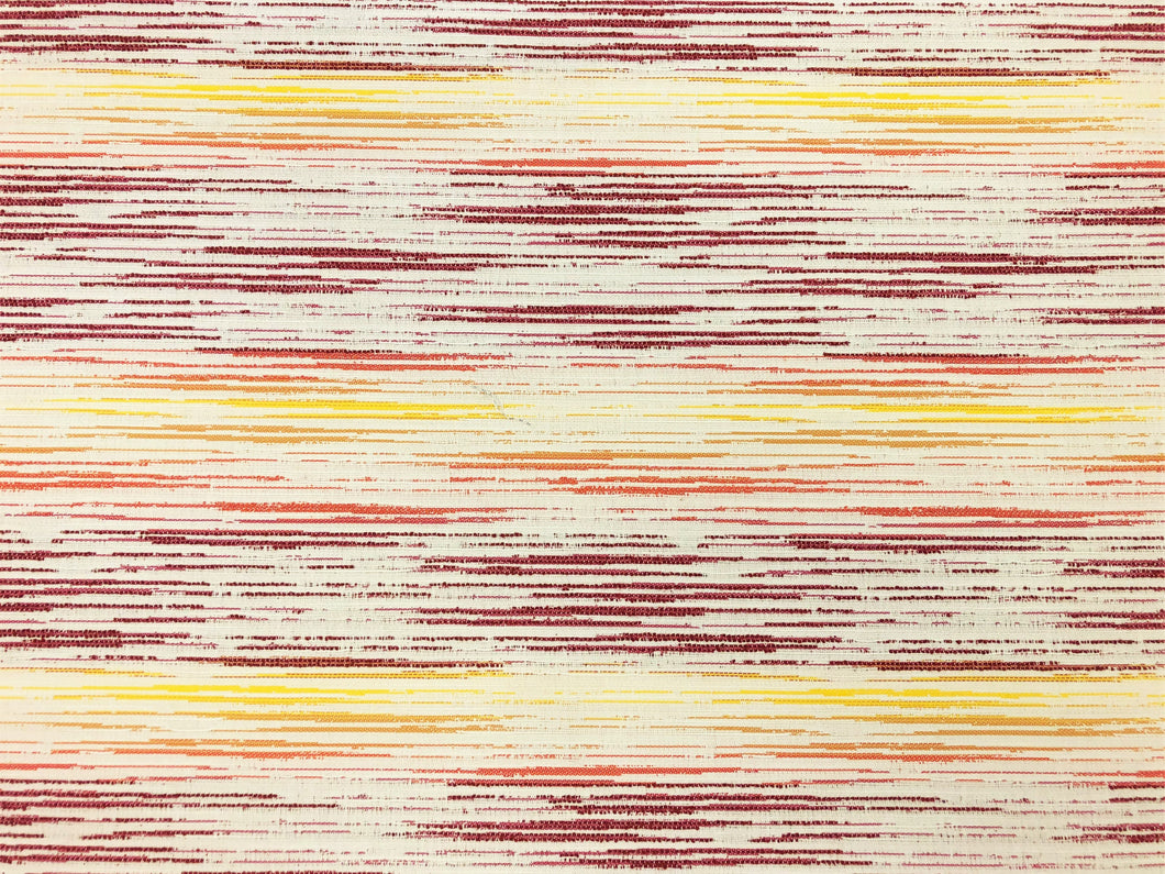 Water & Stain Resistant Indoor Outdoor Abstract Kilim Red Orange Yellow White Coral Upholstery Drapery Fabric