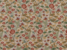 Load image into Gallery viewer, Heavy Duty Abstract Floral Tapestry Cranberry Red Emerald Green Mustard Beige Periwinkle Upholstery Fabric