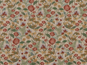 Heavy Duty Abstract Floral Tapestry Cranberry Red Emerald Green Mustard Beige Periwinkle Upholstery Fabric
