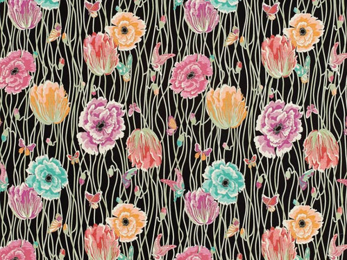 Missoni Valmadrera 160 Embroidered Floral Black Hot Pink Green Orange Upholstery Fabric