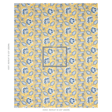 Load image into Gallery viewer, Schumacher Marielle Vine Fabric 180532 / Yellow &amp; Delft