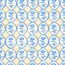 Load image into Gallery viewer, Schumacher Josiane Floral Fabric 180601 / Yellow &amp; Blue
