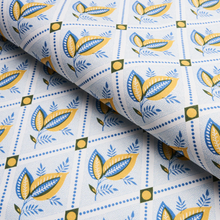 Load image into Gallery viewer, Schumacher Basile Trellis Fabric 180572 / Yellow &amp; Blue