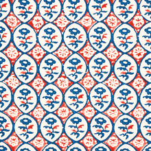 Load image into Gallery viewer, Schumacher Josiane Floral Fabric 180600 / Rouge &amp; Navy