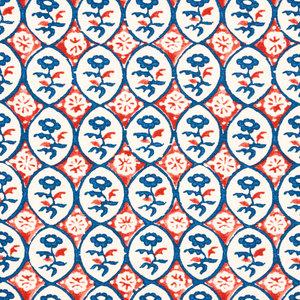 Schumacher Josiane Floral Fabric 180600 / Rouge & Navy