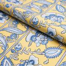 Load image into Gallery viewer, Schumacher Marielle Vine Fabric 180532 / Yellow &amp; Delft