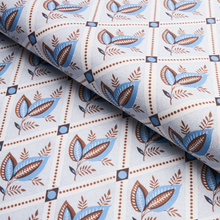Load image into Gallery viewer, Schumacher Basile Trellis Fabric 180573 / Delft &amp; Sepia