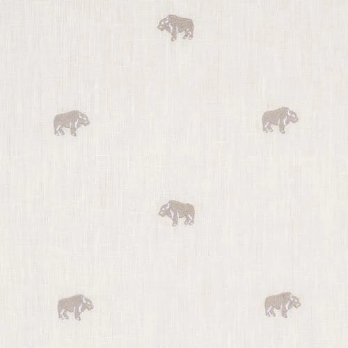 Schumacher Buffalo Embroidered Linen Fabric 180451 / Ivory