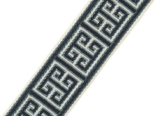 Load image into Gallery viewer, 2.5&quot; Wide Navy Blue Cream Geometric Greek Key Upholstery Drapery Border Tape Trim