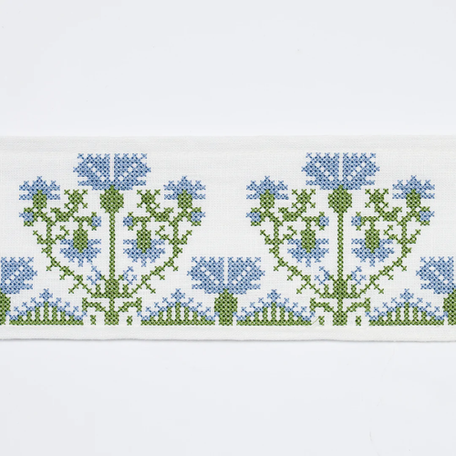 Schumacher Custis Embroidered Tape Trim / Chesapeake