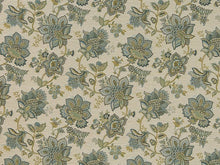 Load image into Gallery viewer, Heavy Duty Jacobean Floral Tapestry Navy Blue Aqua Teal Yellow Ivory Upholstery Fabric