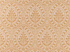 Heavy Duty Mustard Gold Cream Ikat Medallion Upholstery Fabric