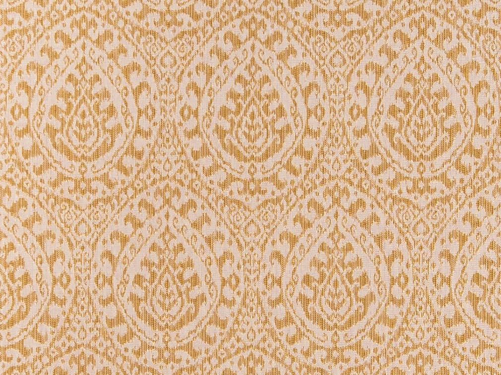 Heavy Duty Mustard Gold Cream Ikat Medallion Upholstery Fabric
