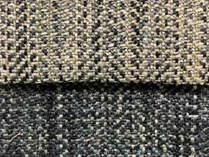 Heavy Duty Ivory Navy Steel Blue MCM Mid Century Modern Herringbone Tweed Upholstery Fabric FBR-NH