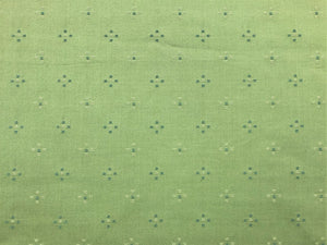Designer Woven Cotton Small Scale Geometric Sage Green Blue Upholstery Drapery Fabric