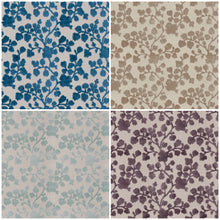 Load image into Gallery viewer, Teal Blue Beige Steel Blue Purple Floral Botanical Cut Velvet Upholstery Fabric