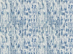 White Navy Blue Abstract Cotton Upholstery Drapery Fabric