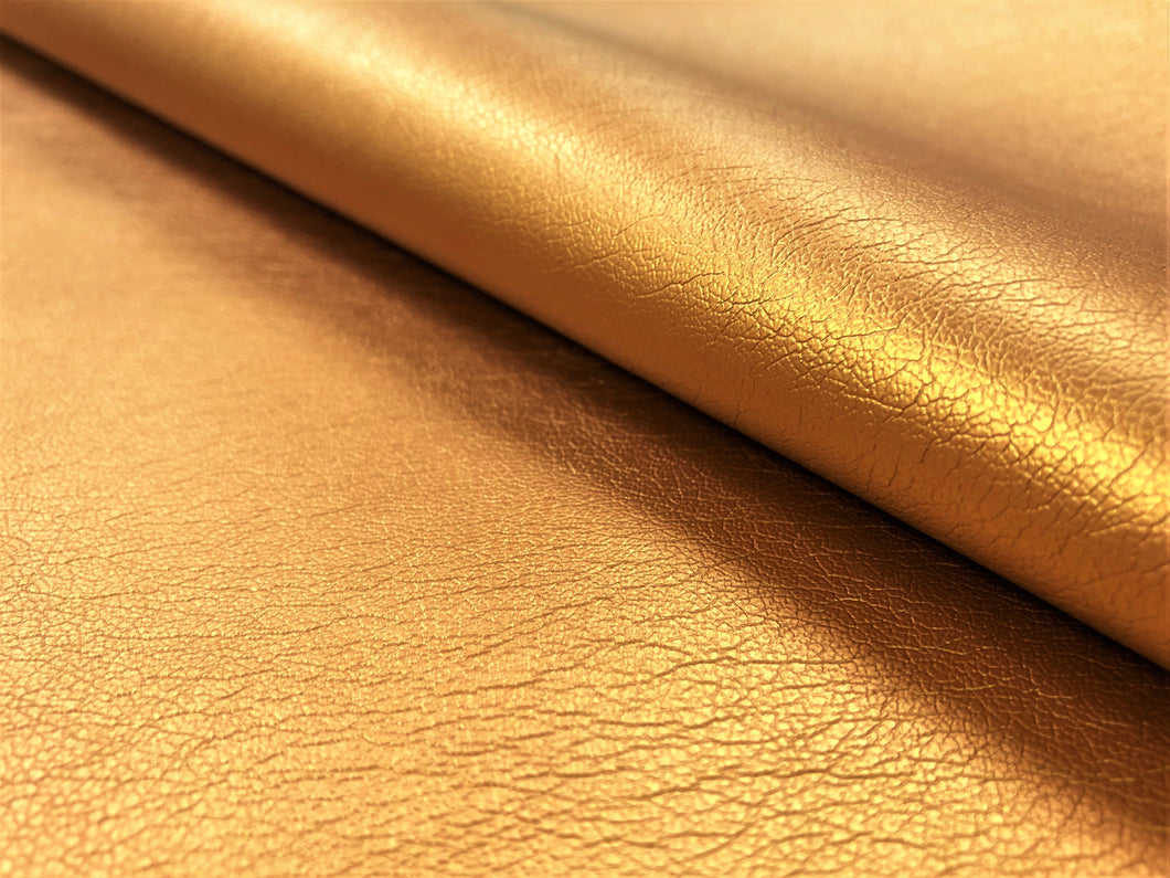 Designer Copper Metallic Faux Leather Upholstery Fabric