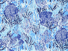 Load image into Gallery viewer, 2 Yds Min Lilly Pulitzer Let&#39;S Cha Cha Beach Blue Abstract Botanical Navy Blue Ivory Upholstery Drapery Fabric