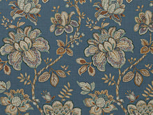 Load image into Gallery viewer, Steel Blue Brown Teal Floral Upholstery Drapery Fabric