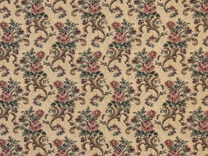 Heavy Duty Victorian Floral Tapestry Plum Purple Pink Forest Green Mustard Gold Sand Beige Upholstery Fabric