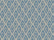 Load image into Gallery viewer, Water &amp; Stain Resistant French Blue Geometric Ikat Upholstery Fabric