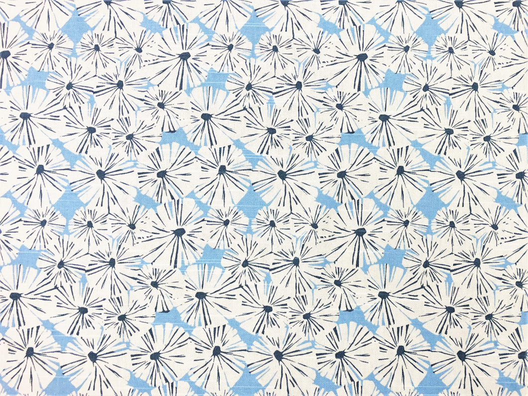 Waverly Forget Me Not Sky Blue Ivory Floral Abstract Botanical Upholstery Drapery Fabric