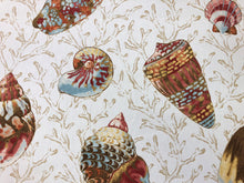 Load image into Gallery viewer, P Kaufmann Soil Stain Repellent Shells Tropical Ivory Brown Blue Red Orange Drapery Fabric