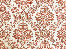 Load image into Gallery viewer, Designer Water &amp; Stain Resistant Cream Burnt Orange Damask Upholstery Drapery Fabric