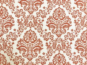 Designer Water & Stain Resistant Cream Burnt Orange Damask Upholstery Drapery Fabric