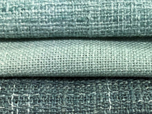 Load image into Gallery viewer, MCM Mid Century Modern Textured Tweed Ice Blue Mint Denim Grey Drapery Fabric