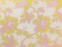 Load image into Gallery viewer, Cream Pastel Pink Yellow Botanical Floral Brocade Cotton Upholstery Drapery Fabric