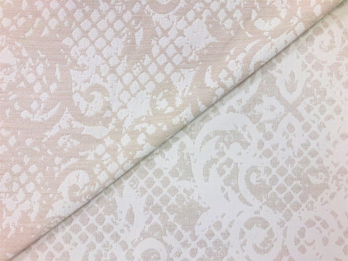 Reversible Solution Dyed Acrylic Water & Stain Resistant Outdoor Beige Ivory Damask Upholstery Drapery Fabric