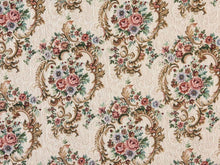 Load image into Gallery viewer, Heavy Duty Victorian Floral Tapestry Coral Blue Emerald Green Mustard Gold Beige Upholstery Fabric