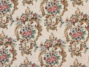 Heavy Duty Victorian Floral Tapestry Coral Blue Emerald Green Mustard Gold Beige Upholstery Fabric