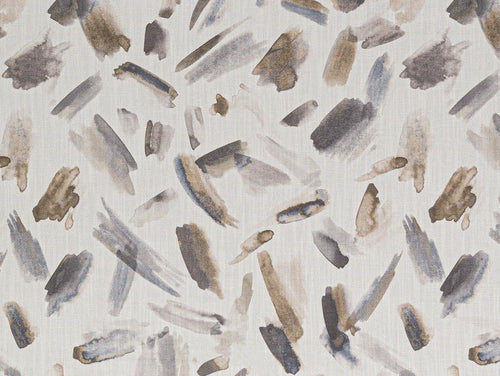 Ivory Charcoal Grey Brown Dark Teal Abstract Upholstery Drapery Fabric