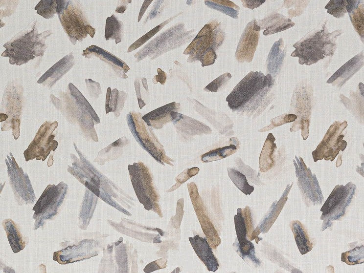 Ivory Charcoal Grey Brown Dark Teal Abstract Upholstery Drapery Fabric